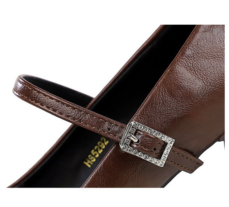 5292 Wind Thick Heel Shallow Mouth Splicing Square Head Water Diamond Buckle Strap Single Shoe Spring and Autumn Women's_voghion.com