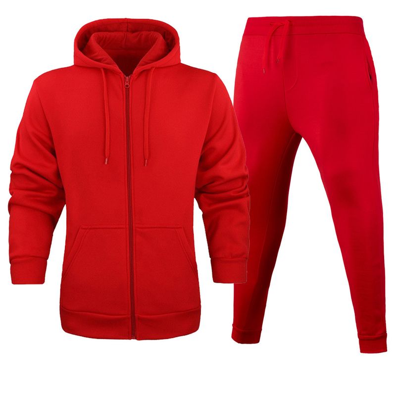 Foreign Trade Foreign Trade Autumn And Winter Zipper Hooded Sweater Set Brushed Cloth Casual Cardigan Set European Size Sweater Sweatpants_voghion.com