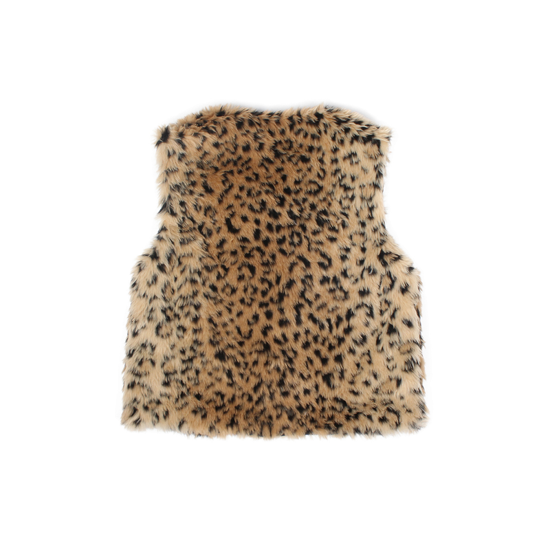 kid's clothing Children's leopard print imitation fur vest fashion vest with thick warm fur coat_voghion.com