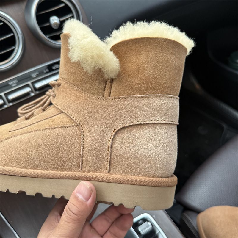 Winterstiefel mit Schnürung für Damen, 2025, neue warme Schuhe aus Schaffellwolle mit Fleecefutter und rutschfester Sohle_voghion.com
