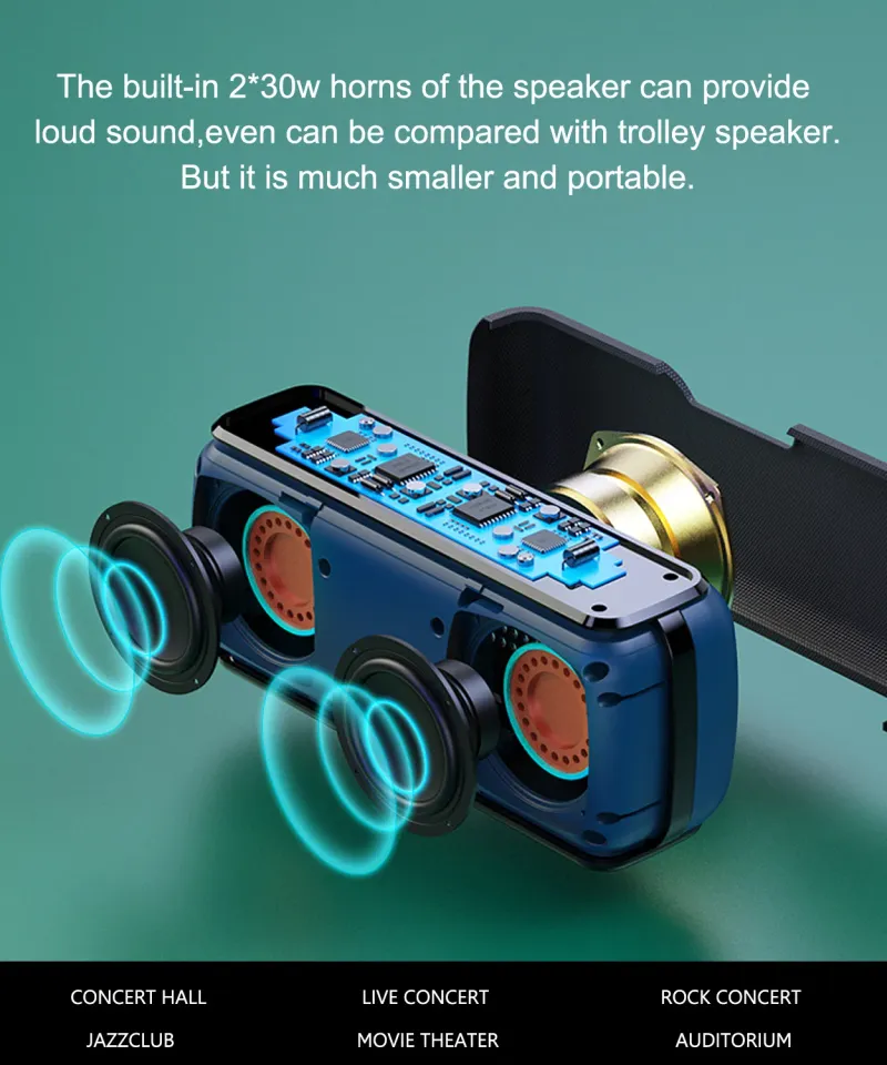X8 II 60W Portable Bluetooth-Compatible Speakers 6600mAh Bass Sound Box Wireless Waterproof TWS Boombox_voghion.com