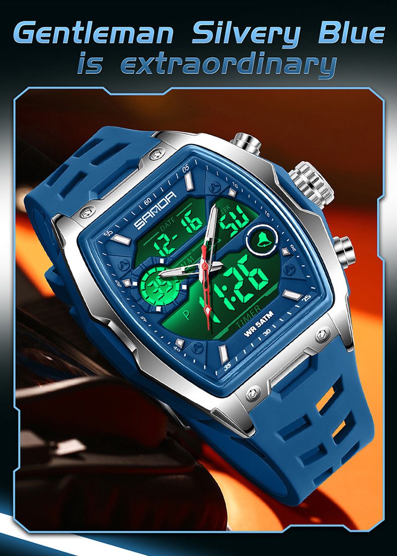 Stilvolle Unisex-Sportuhr mit Multifunktionsdisplay, leuchtenden Zeigern, 50 m Wasserdichtigkeit, eimerförmigem Gehäuse für Männer und Frauen_voghion.com