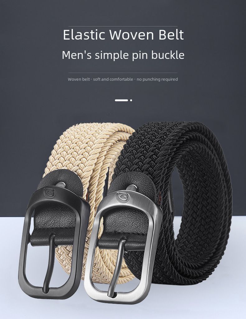 Unisex Hole-free Punch-free Men's And Woven Elastic Canvas Women's All-match Student Trendy Belt_voghion.com