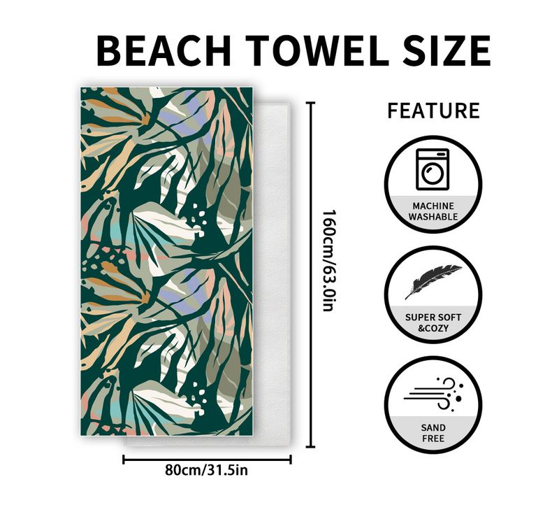 Asciugamano da spiaggia in microfibra di alta qualità - Flanella bifacciale, asciugatura rapida e anti-sabbia (multiuso per nuoto, sport, protezione solare)_voghion.com