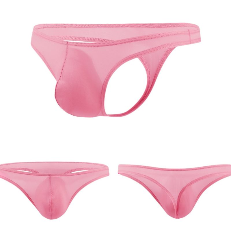 Beauty Teenage Men's Sexy Low Waist Underwear Gay U Convex Ice Silk Thong T Pants C-082_voghion.com