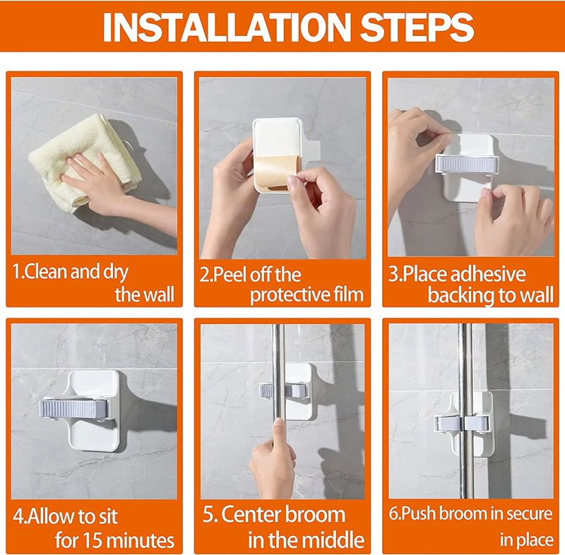 1/2 stücke Mopp Halter Wand Montiert Halter Besen Mopp Greifer Selbst Klebe Besen Und Kehrschaufel Aufhänger Wand Halterung Mops rechen Halter_voghion.com