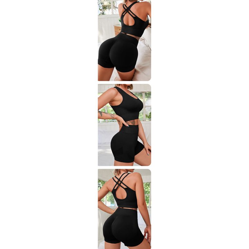 Set sportivo senza maniche per donna, con controllo della pancia a vita alta, modellante per i glutei, aderente e ad asciugatura rapida, per corsa e yoga_voghion.com