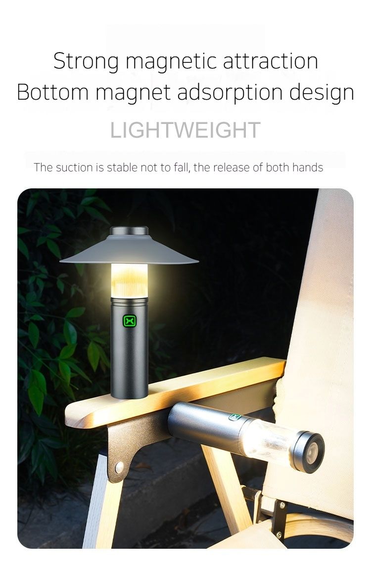 Holofote de acampamento externo três em um, à prova de chuva e lâmpada de iluminação de adsorção magnética suspensa, lâmpada de carregamento_voghion.com