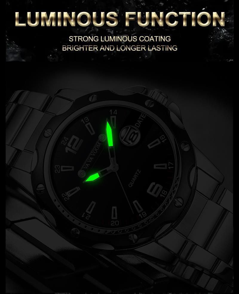 Men's Quartz Watch With Date Display, Luminous Hands, Stainless Steel Band, Water Resistant 30M, Casual Fashion Quartz Watch_voghion.com