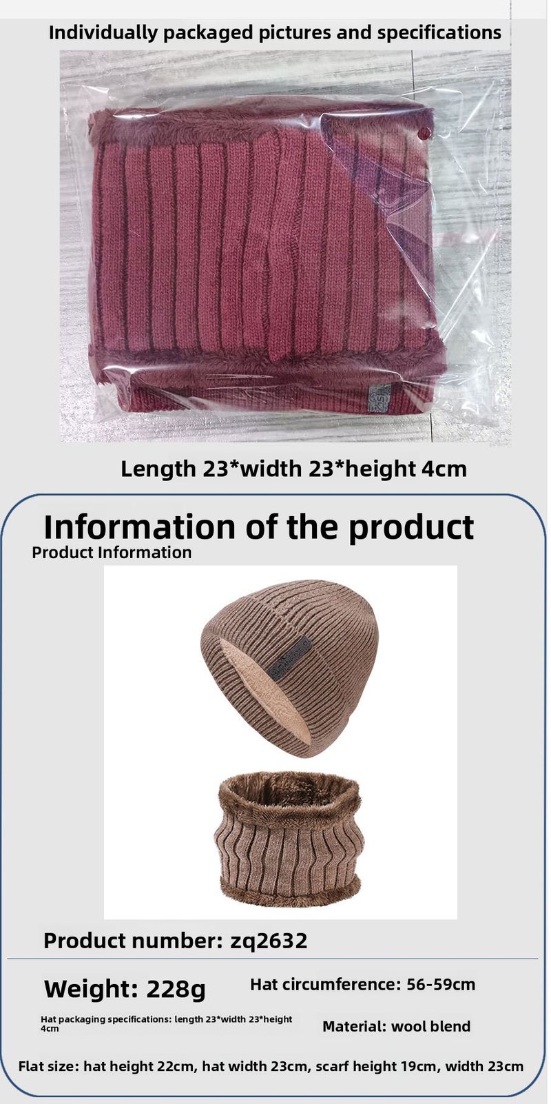 Autumn Winter New Men's Thickened And Scarf Outdoor Fleece-Lined Warm Ear Protection Knitted Hat Two-Piece Set_voghion.com