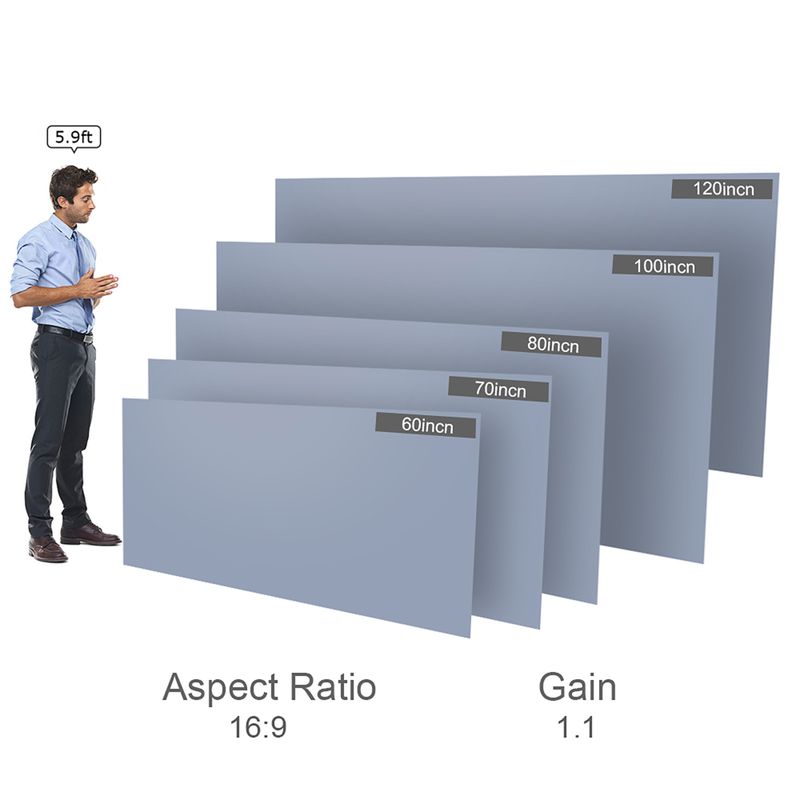 Écran de projection portable simple et anti-lumière, 60/70/80/100/120 pouces, pour la maison, l'extérieur et le bureau_voghion.com