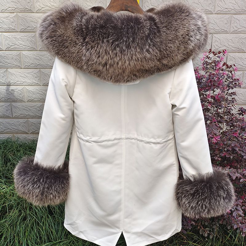Abbigliamento da donna Cappotto di pelliccia con colletto di pelliccia staccabile, cappotto sottile di media lunghezza per le donne_voghion.com