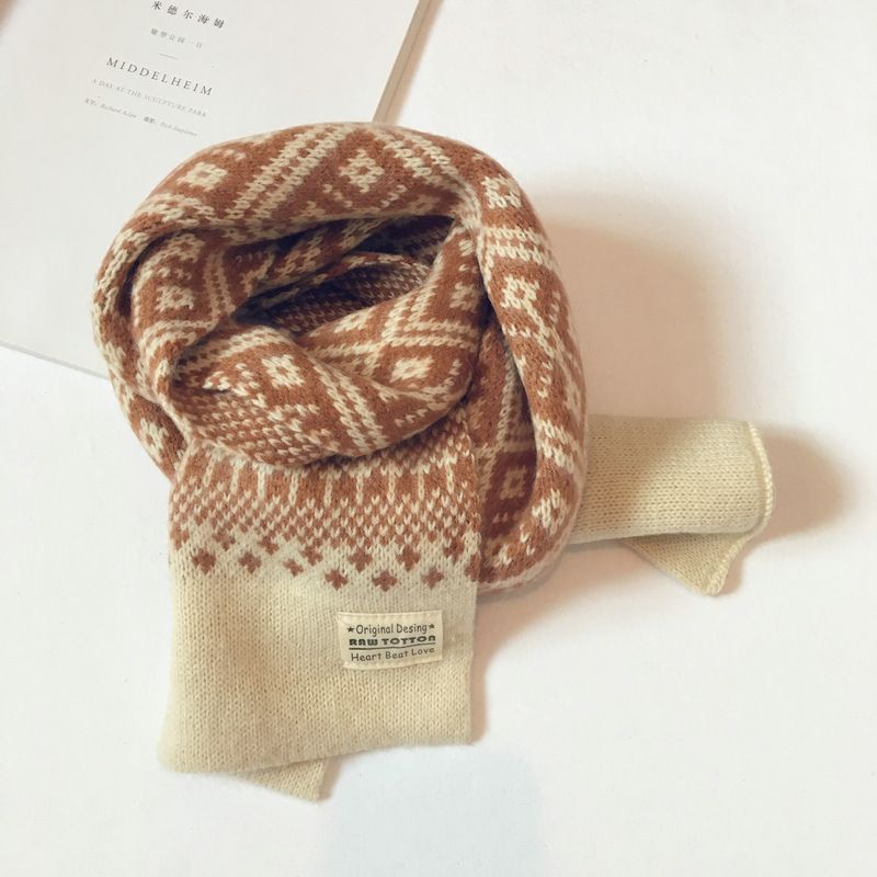 Südkorea Dongdaemun ins Schneeflocke Woolen für Kinder Herbst Winter Jungen und Mädchen Baby Gestrickte Schal Trend_voghion.com