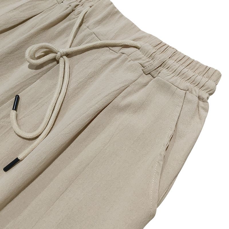 "Freizeithose aus Leinen für Herren - Atmungsaktive Sommerhose mit gerader Passform für Outdoor- und Strandkleidung (Weiß, Schwarz, Grau, Khaki, Armeegrün)"_voghion.com