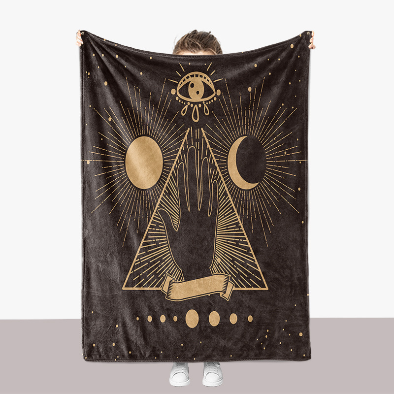 Coperta ispessita per divano in flanella stampata in 3D della serie Universe Moon Sun_voghion.com