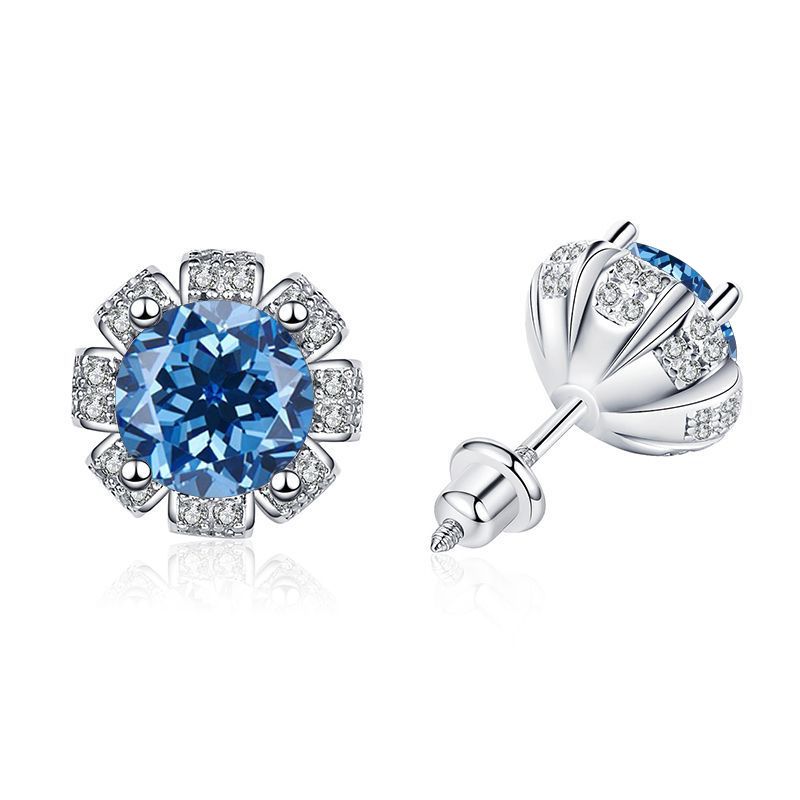 Σκουλαρίκια Butterflykiss 1 καρατίου 100% Moissanite Flower Stud για γυναίκες με βιδωτό νήμα, ασημένια κοσμήματα, περνώντας το τεστ διαμαντιών_voghion.com