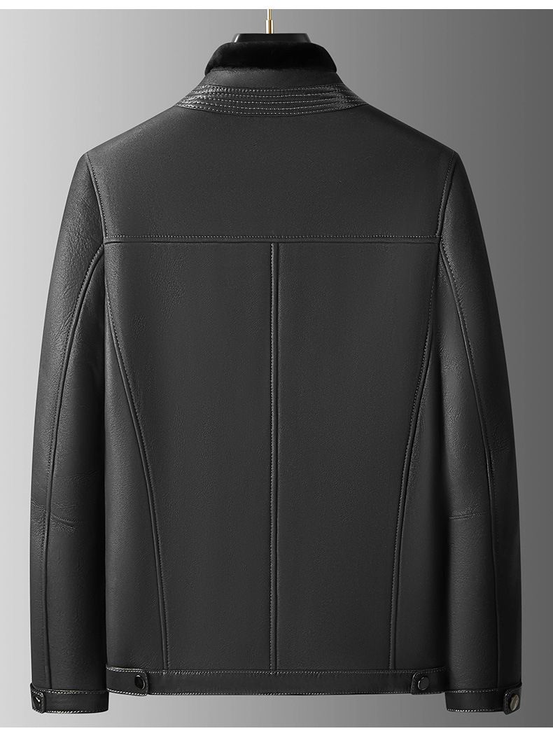 Genuine Shearling Leather Jacket – Men's Winter Coat With Raw Wool Lining (170-195, Black/Gray)_voghion.com