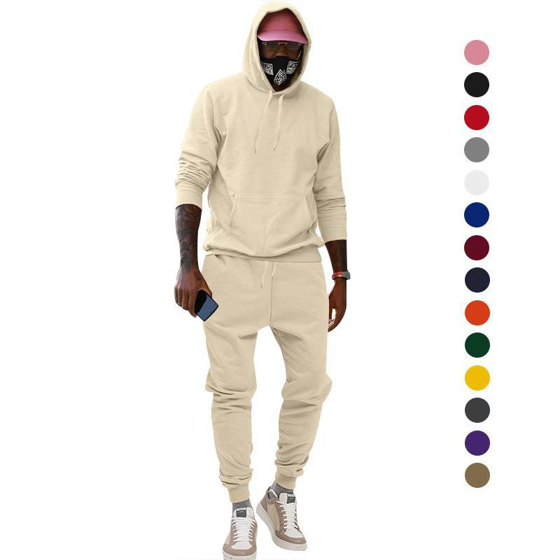 2024 Europese maat pluche trui met capuchon, sport-casual, stevige tweedelige losse sportkleding voor heren_voghion.com