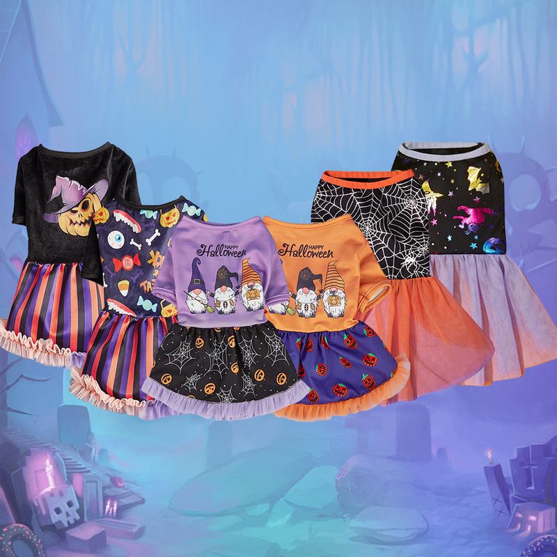 Halloween-Kostüm für Teddy Französische Bulldogge Große und kleine Hunde Katzen Bedrucktes Haustierkleid_voghion.com