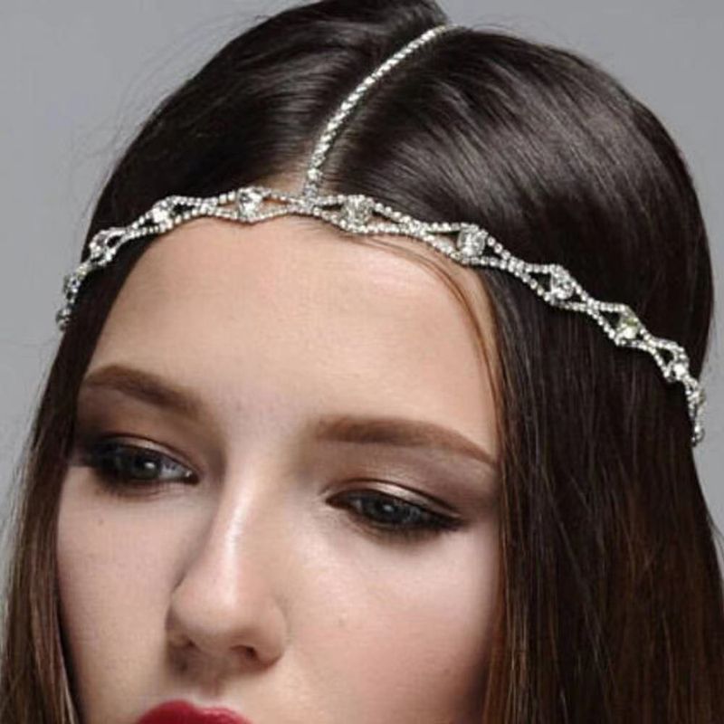 Catena per capelli multistrato con accessori versatili in stile etnico, stile da sposa, con diamanti, acqua e brillanti_voghion.com