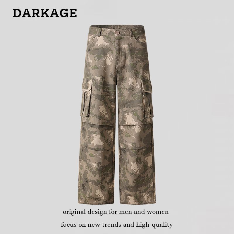 Pantaloni cargo da uomo, larghi, multitasche, casual, mimetici, a gamba dritta_voghion.com