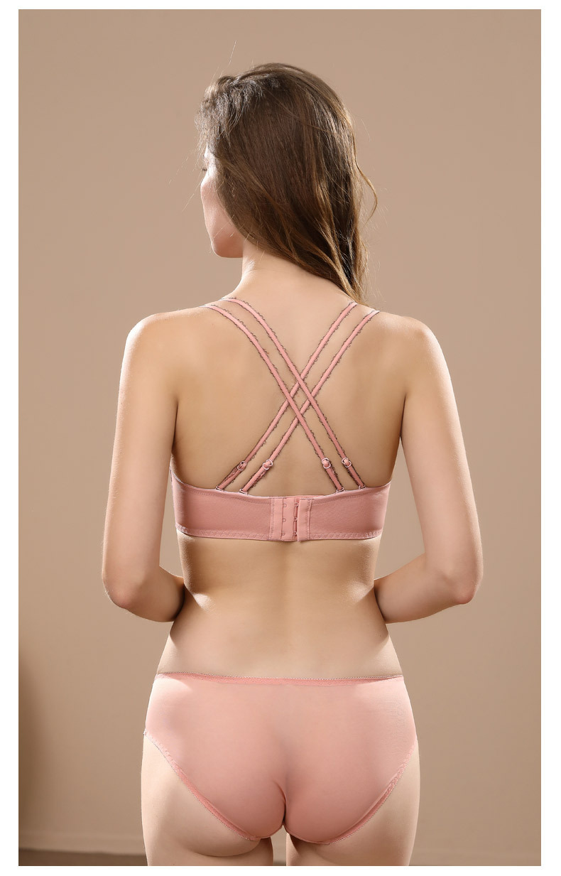 Dameskleding De nieuwe sexy off-the-shoulder mooie rugbeha grote borst kleine strapless ondergoed zachte stalen ring push-up bh set_voghion.com