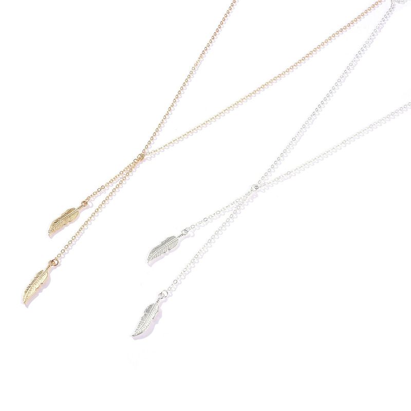 Accessories Forest Style Gold Leaf Simple Short Necklace Collarbone Chain_voghion.com