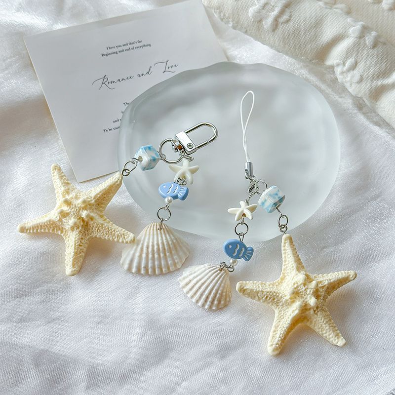 Schlüsselanhänger mit Muscheldekor, Seestern, Handyanhänger, Taschenaccessoire_voghion.com