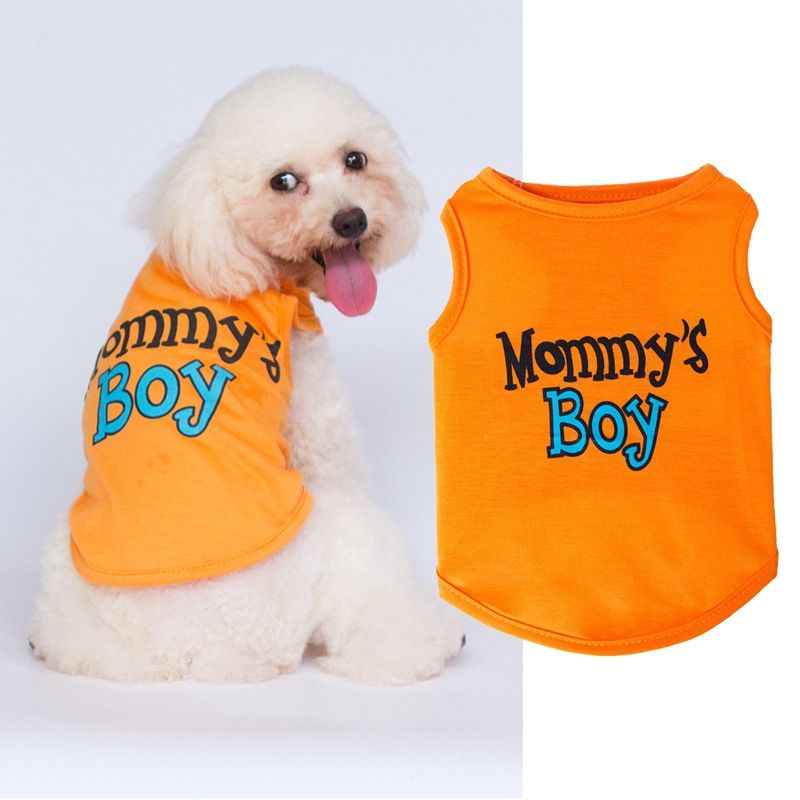 Spring Summer Pet Clothes Mommy And Son Printed Teddy Poodle Puppy Vest_voghion.com