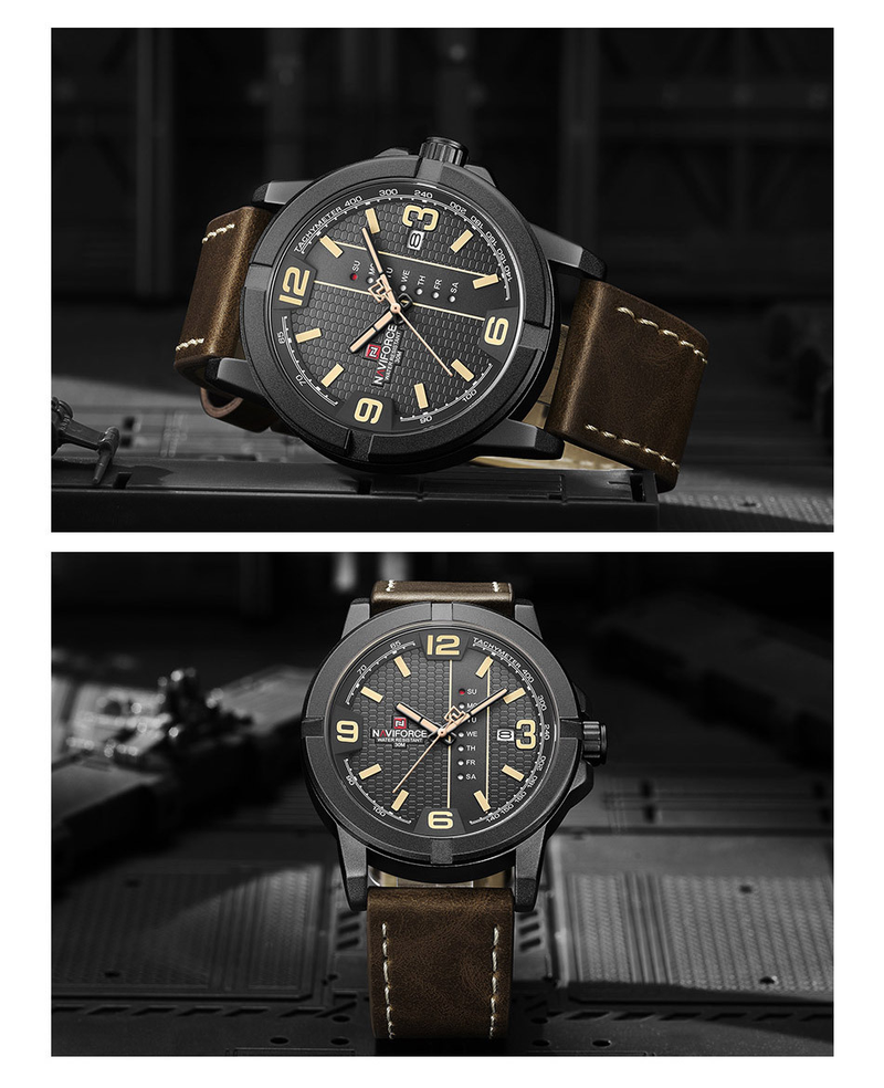 NAVIFORCE/Lingxiang 9177 Waterproof Quartz PU with Calendar Men's Business Watch_voghion.com