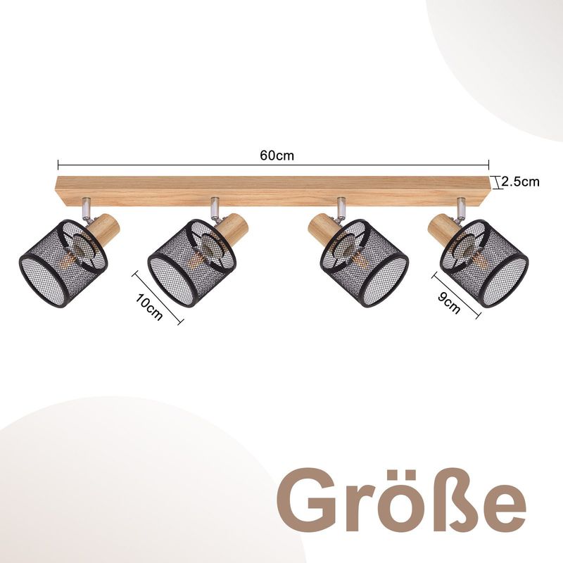 Glitzerlife Deckenstrahler 4 Flammig Weiß Deckenlampe Holz - Deckenleuchte E14 Modern Deckenleuchte Schwenkbar 350° Max.25w Innen HolzoptikSpotlights Für Flur_voghion.com