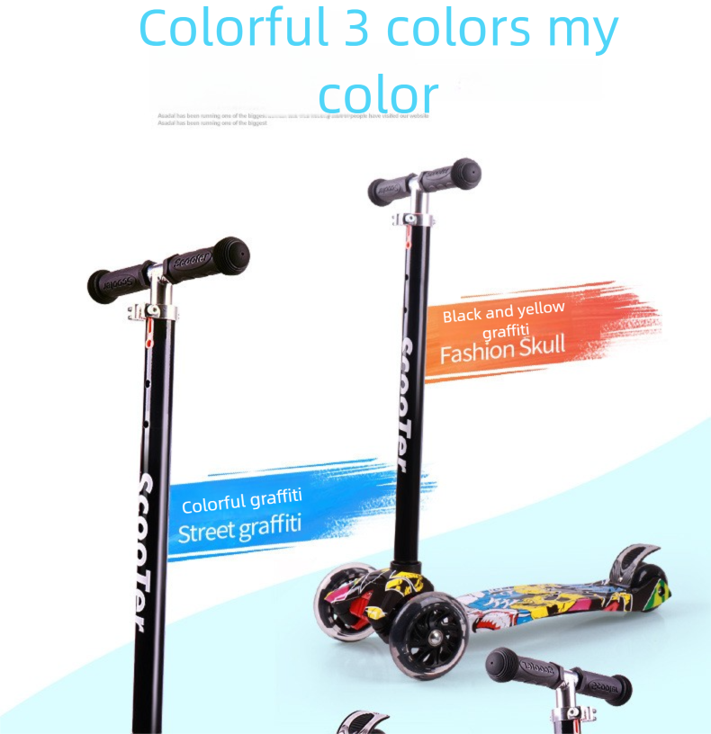 Gelingtong Graffiti Scooter 3-6-8 Jahre alt Vierrad blinkendes Kinderfahrrad abnehmbar_voghion.com