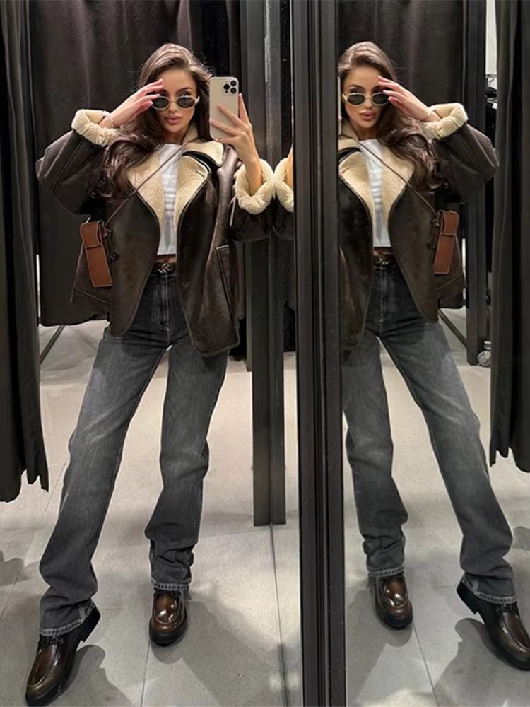 Cappotto caldo e imbottito in cotone con fodera in pelliccia, nuovo modello autunno-inverno da donna_voghion.com