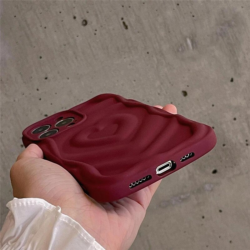 Ins 3D Aşk Kalp Yaz Tatlı Renk Telefon Kılıfı iPhone 14 11 12 13 Pro Max Dalgalı Kenar Yumuşak Silikon Kamera Koruması_voghion.com