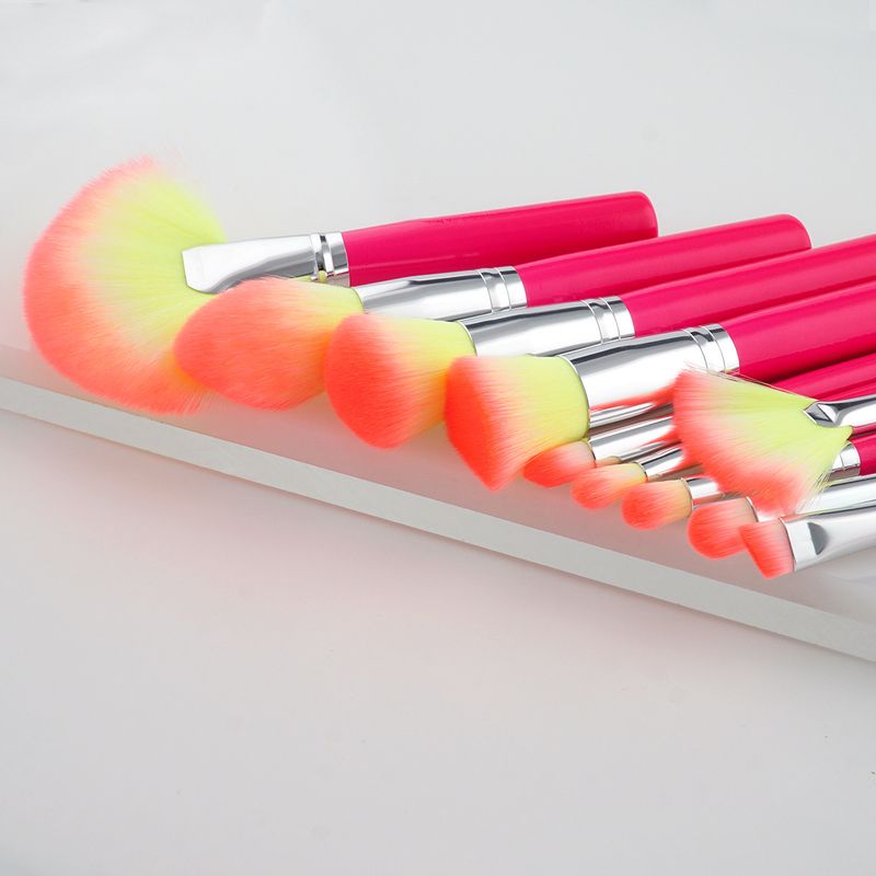10 pcs makeup brush set makeup tools crackle/yellow handle/red handle fan brush GUJHUI_voghion.com