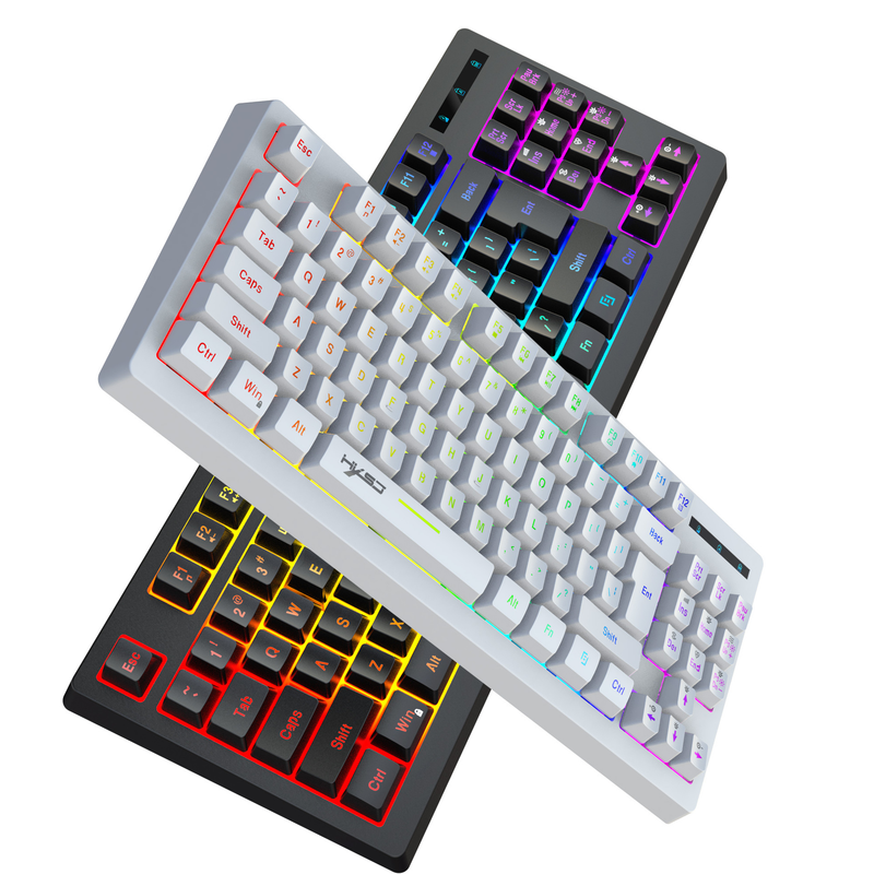 L100 Dünnschicht-2,4-G-Funktastatur RGB, mehrere Hintergrundbeleuchtungsmodi, 87 Tasten, ABS-Material_voghion.com