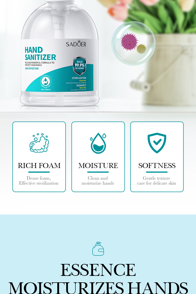 Hot new hand sanitizer 500ml SADOER foam deep cleaning large capacity_voghion.com