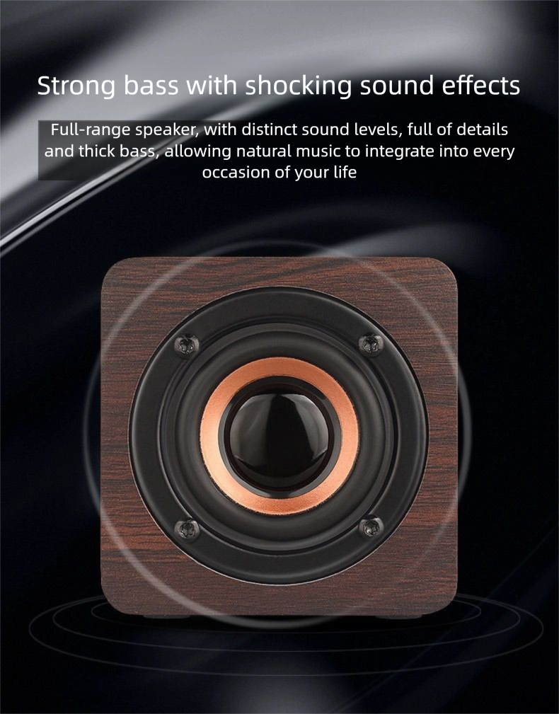 Q1 Caixa de Som Bluetooth Portátil de Madeira Mini Subwoofer de Áudio Sem Fio para Celular Presente Alta Potência Volume Criativo_voghion.com