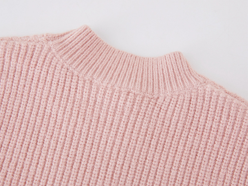 Autumn And Winter Extra Thick Twist Half Turtleneck Sweater For Girls And Children's Knitted Base Sweater Sweater_voghion.com