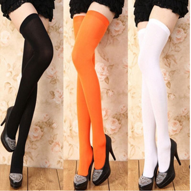 JK Over-the-Knee Women Korean Version Mid-Length High Tube Socks Non-Slip Half Velvet White Stockings College Style_voghion.com