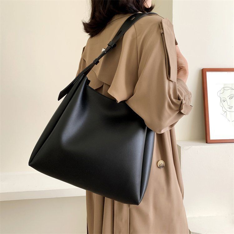 Borsa a tracolla da donna Niche Texture con tracolla larga, capienza ampia, tinta unita, moda casual, morbida e pieghevole, tracolla singola_voghion.com