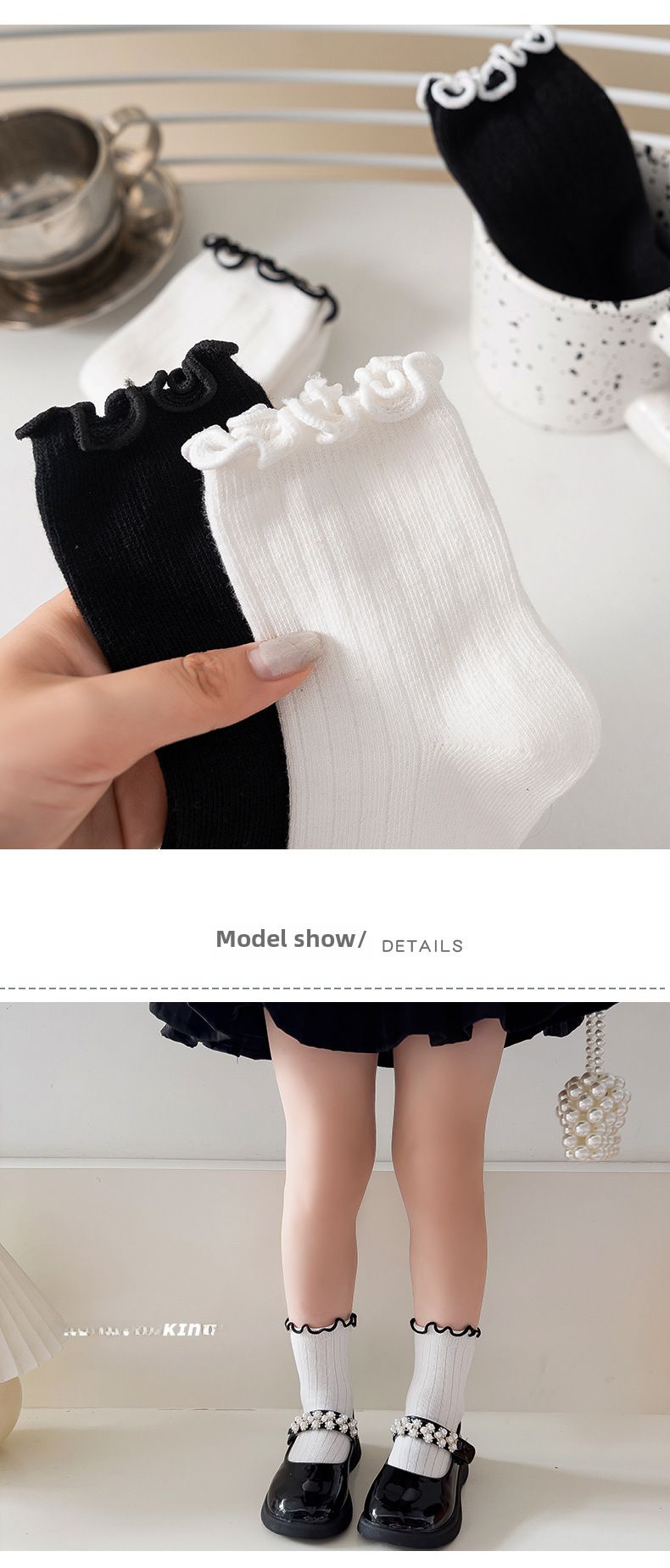 Girls' socks spring and autumn children's cotton socks mid-calf socks cute girl baby Korean College lace socks factory wholesale_voghion.com