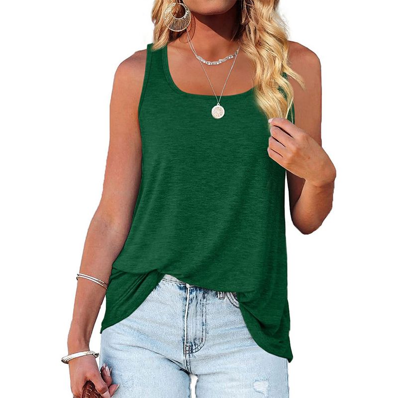 Women's fashion sleeveless square collar solid color vest T-shirt_voghion.com