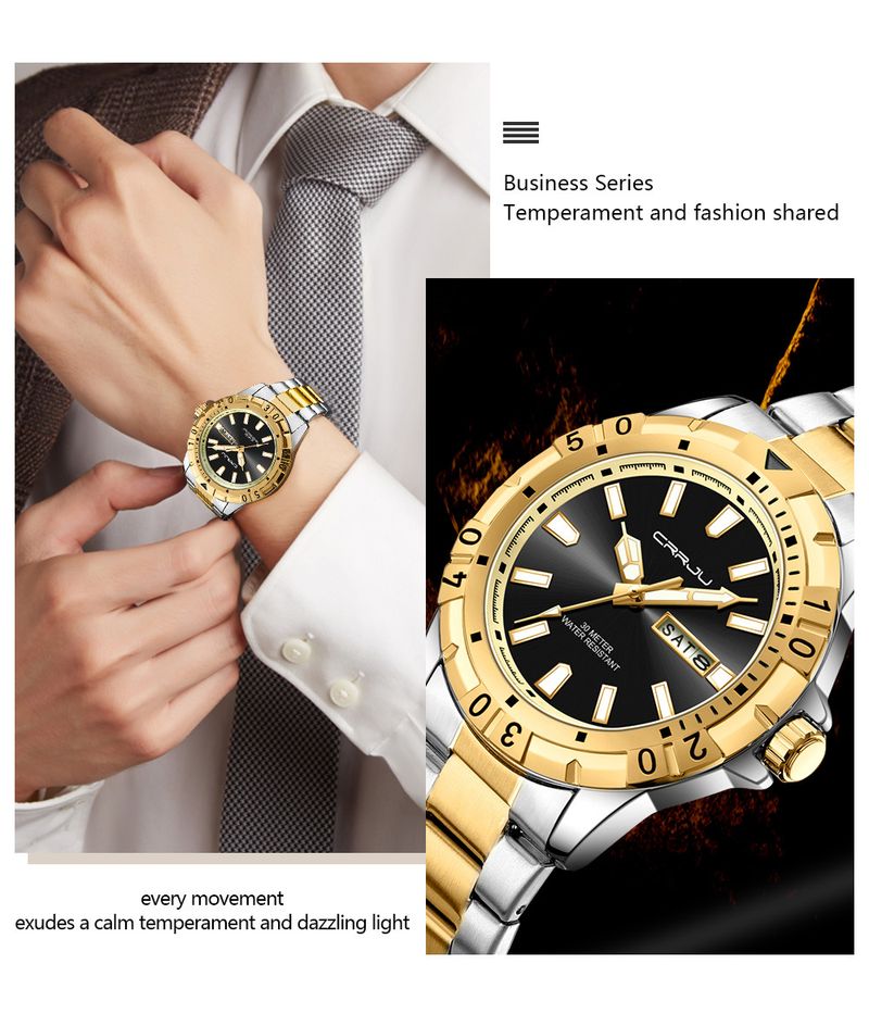 Men's Waterproof Quartz Watch With Large Dial, Date Display, And Business Style, Alloy Case, Mineral Glass, 30M Water Resistance_voghion.com