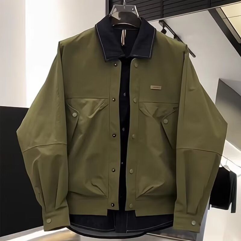 New autumn and winter wide patchwork trendy casual versatile men's loose denim patchwork jacket_voghion.com