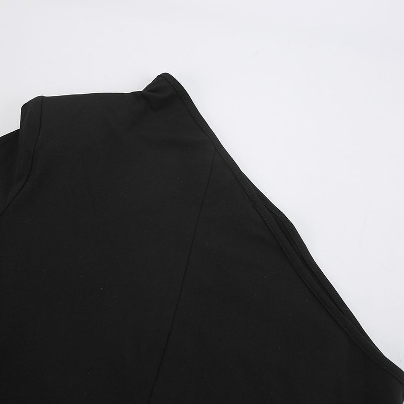 Abbigliamento da donna Abito attillato con spacco a vita alta in maglia spazzolata nera Abito da donna alla moda Wildberries_voghion.com