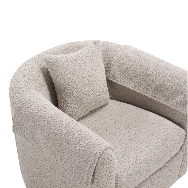 Swivel Accent Chair With Ottoman Set, Modern Chenille Barrel Armchair With Removable Back Pillow & 2 Armrest Covers For Living Room, Bedroom, Office, Gray_voghion.com
