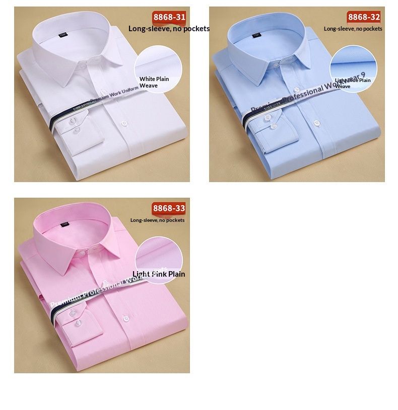 Chemise blanche à manches longues unie pour homme, collection printemps-automne haut de gamme Cove, vêtements de travail professionnels pour femmes et hommes._voghion.com