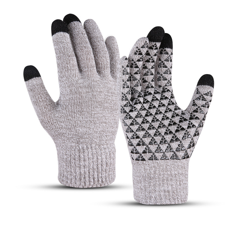 Pantalla táctil para hombre y mujer, otoño e invierno, cálida, resistente al frío, gruesa, estilo coreano, de lana tejida, para conducir y andar en bicicleta._voghion.com