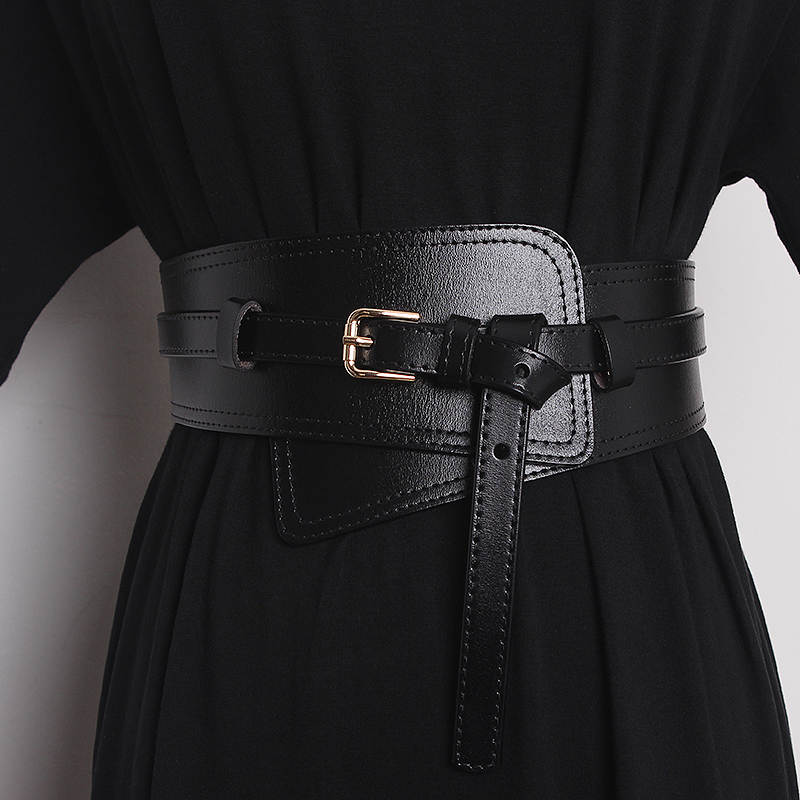 Ceinture large en cuir véritable pour femmes, jupe décorative pratique, manteau en laine, costume pull, ceinture polyvalente de style ins_voghion.com